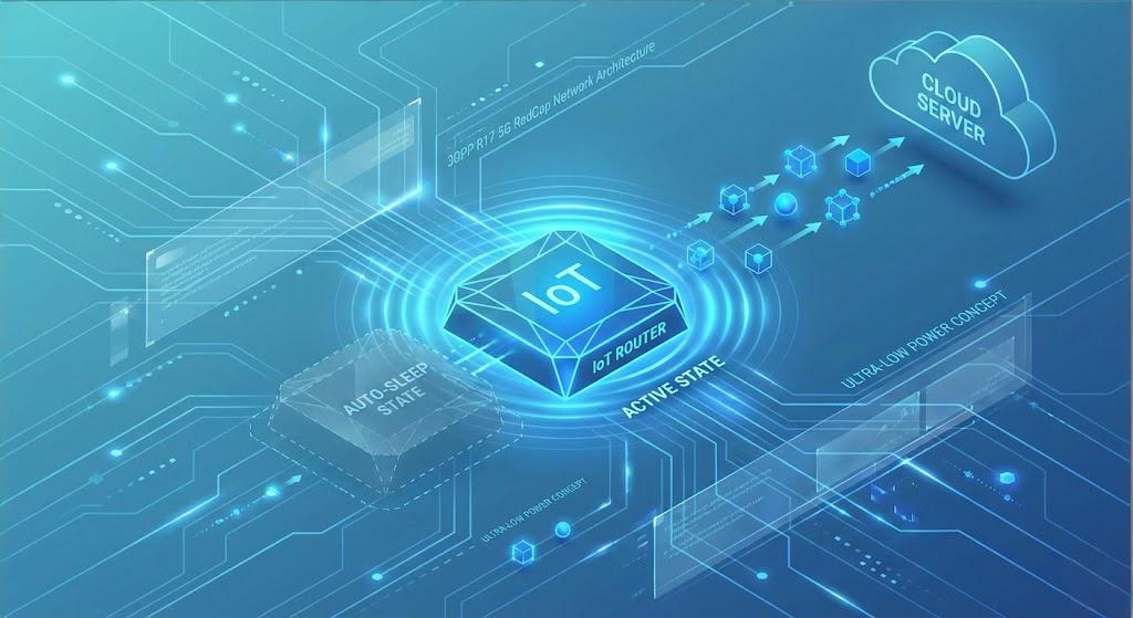 Diagram showing the 5G RedCap Low Power Router transmitting data from gas pipelines